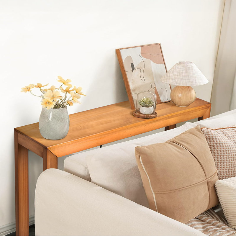 Console de 46 po en bois massif pour halls d'entrée et couloirs, Bois naturel
