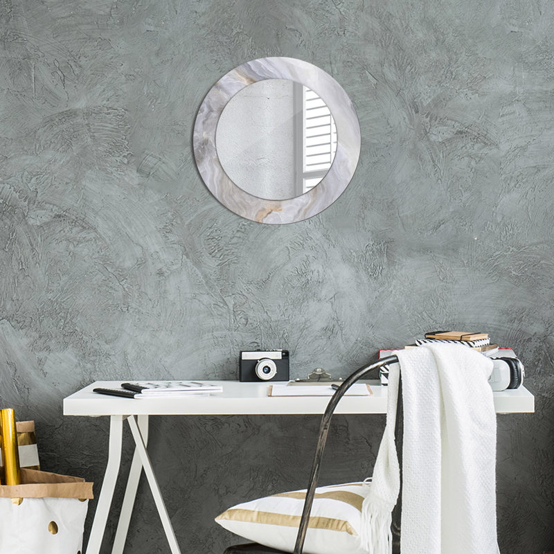 Huldar Glass Flat Wall Mirror, 60cm H x 60cm W, Orange Oak Wood