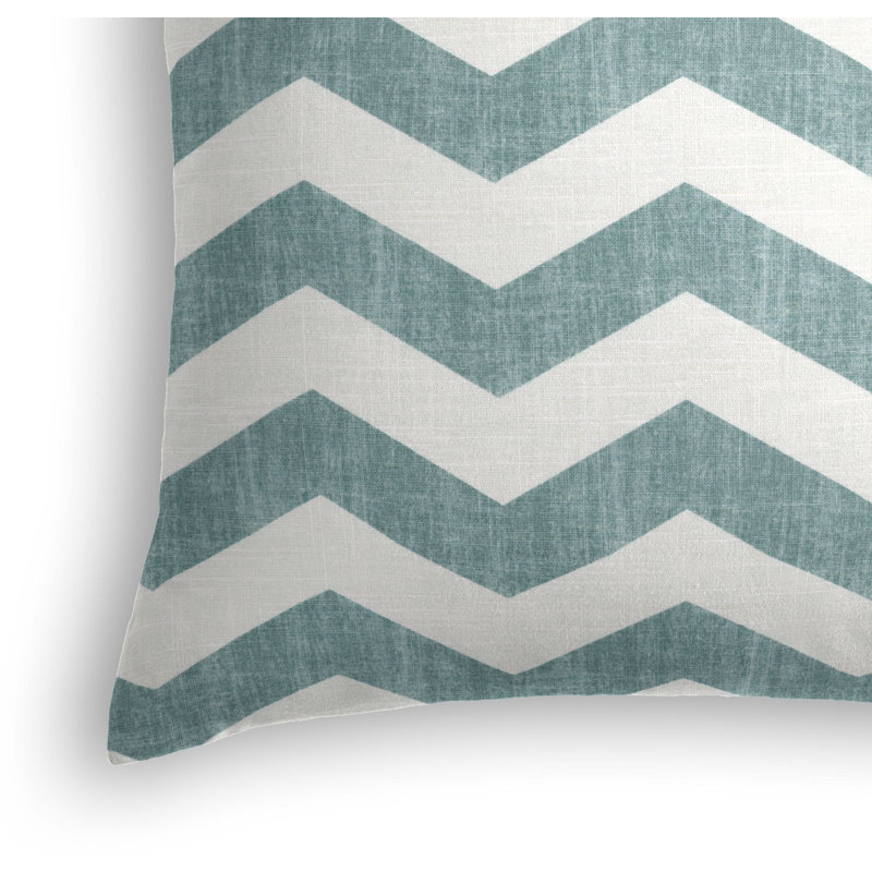 Live Wire Linen Blend Chevron Square Pillow Cover & Insert, 18" x 18", Aqua Blue/Ivory