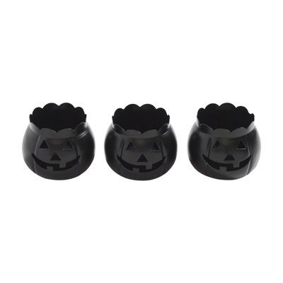 Ensemble de 3 porte-bougies Jack-O-Lantern - 3 x 3,5 x 3,5