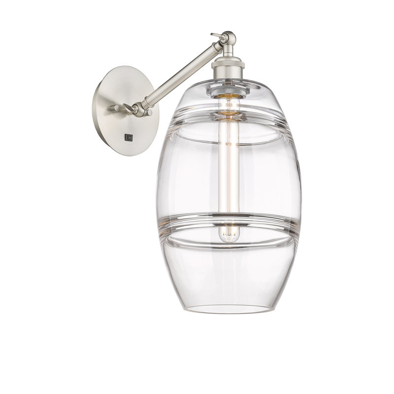 Dundrod Steel Armed Sconce, Clear, Brushed Satin Nickel
