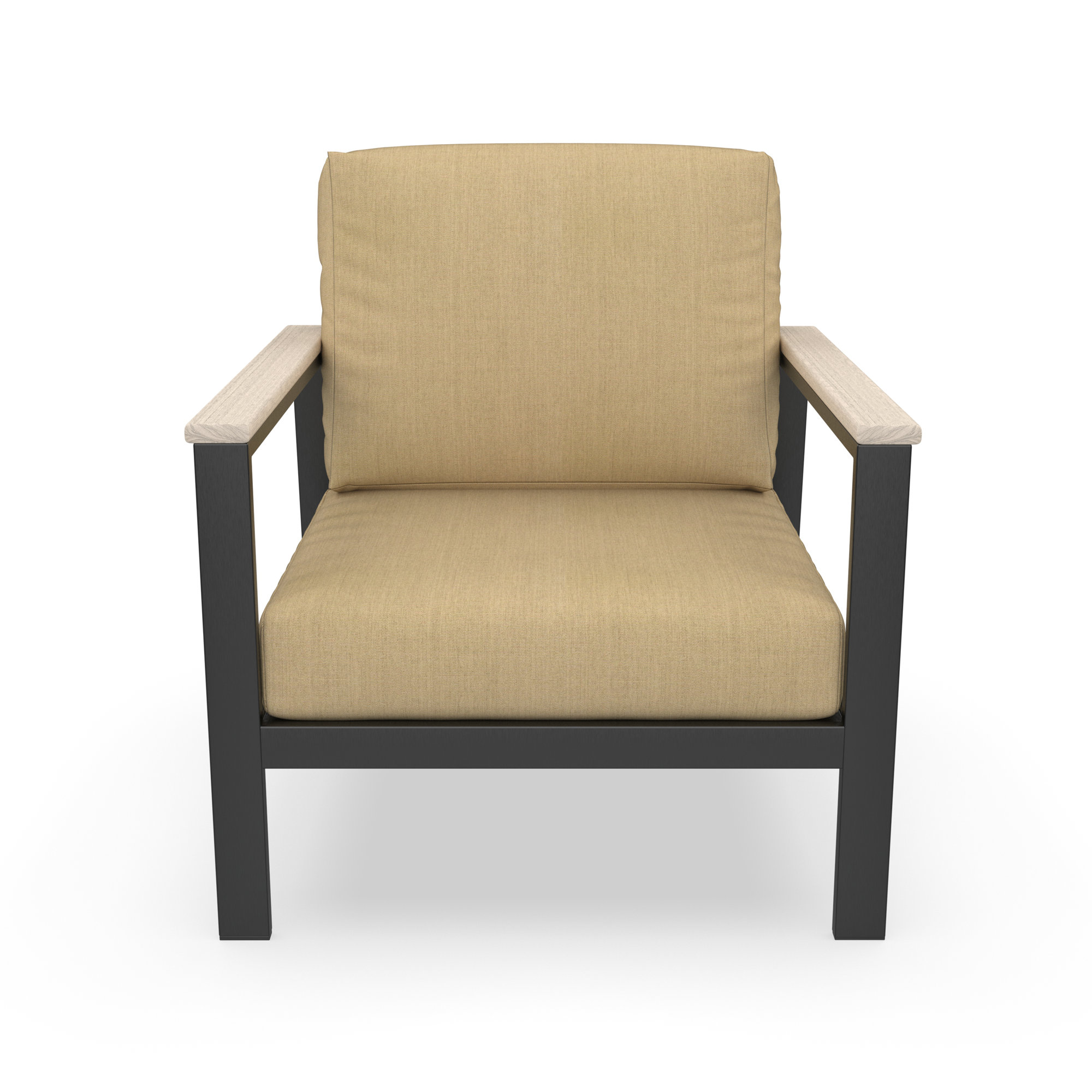 Townsend Outdoor Patio Lounge Chair with Sunbrella Cushions, Sunbrella Cavnas Heather Beige, White