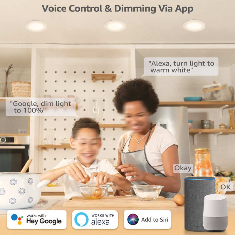 Spot encastré intelligent à DEL de 15 cm avec boîte de jonction, IRC 90+, plafonnier RVB mince à intensité variable, commande vocale avec Alexa, Google Assistant et Siri