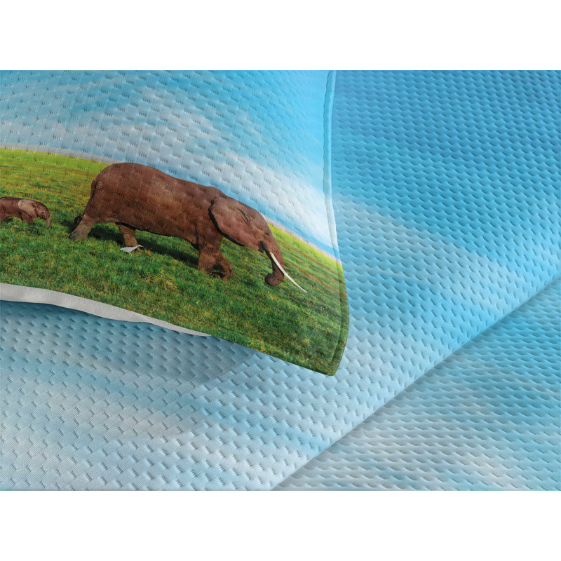 Elephant Eclectic Polyester Coverlet, King Bedspread + 2 Shams