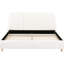 Lit tapissier moderne grand format en tissu de lin blanc, pieds en bois massif, 12 lattes en bois franc, structure centrale en métal pour plus de stabilité, installation facile en 40 minutes Un sommeil tranquille avec un rembourrage en mousse épaisse luxueux-129628357