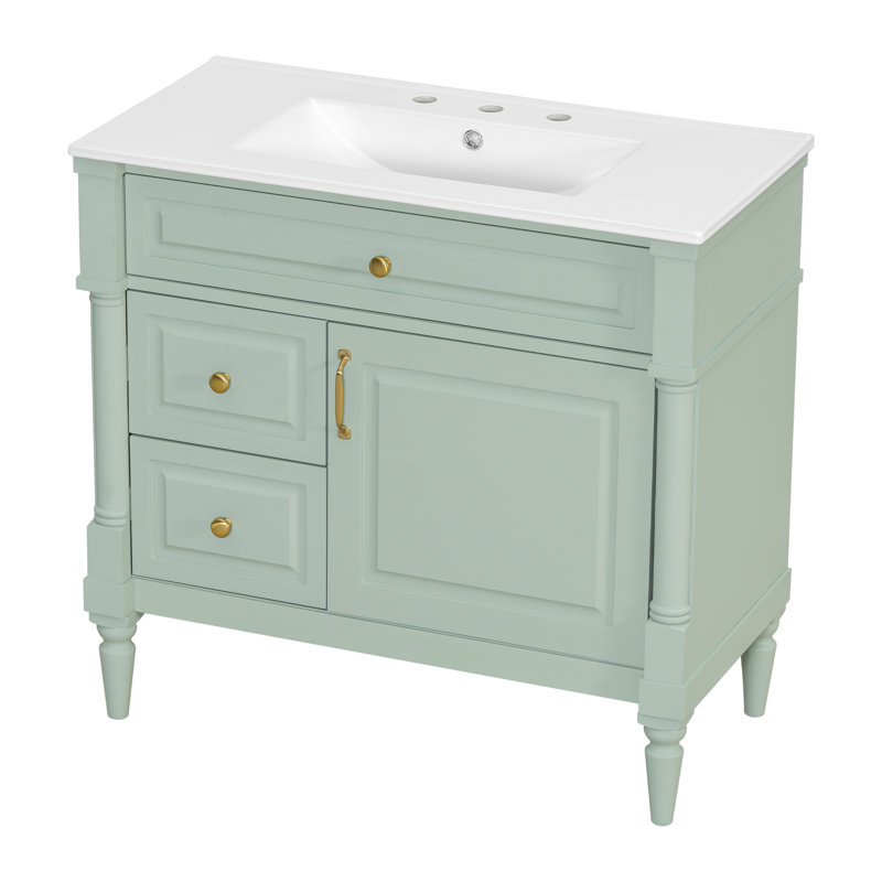 36" Bathroom Vanity with Sink, Green, 36"