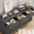 53.5 Inch Wide 7 Drawer Dresser Black Golden Handles and Legs for Living Room-860736243