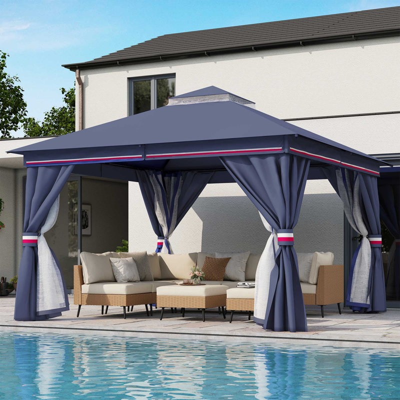 Pavillon de jardin en acier, 12 * 12 pi, Bleu classique