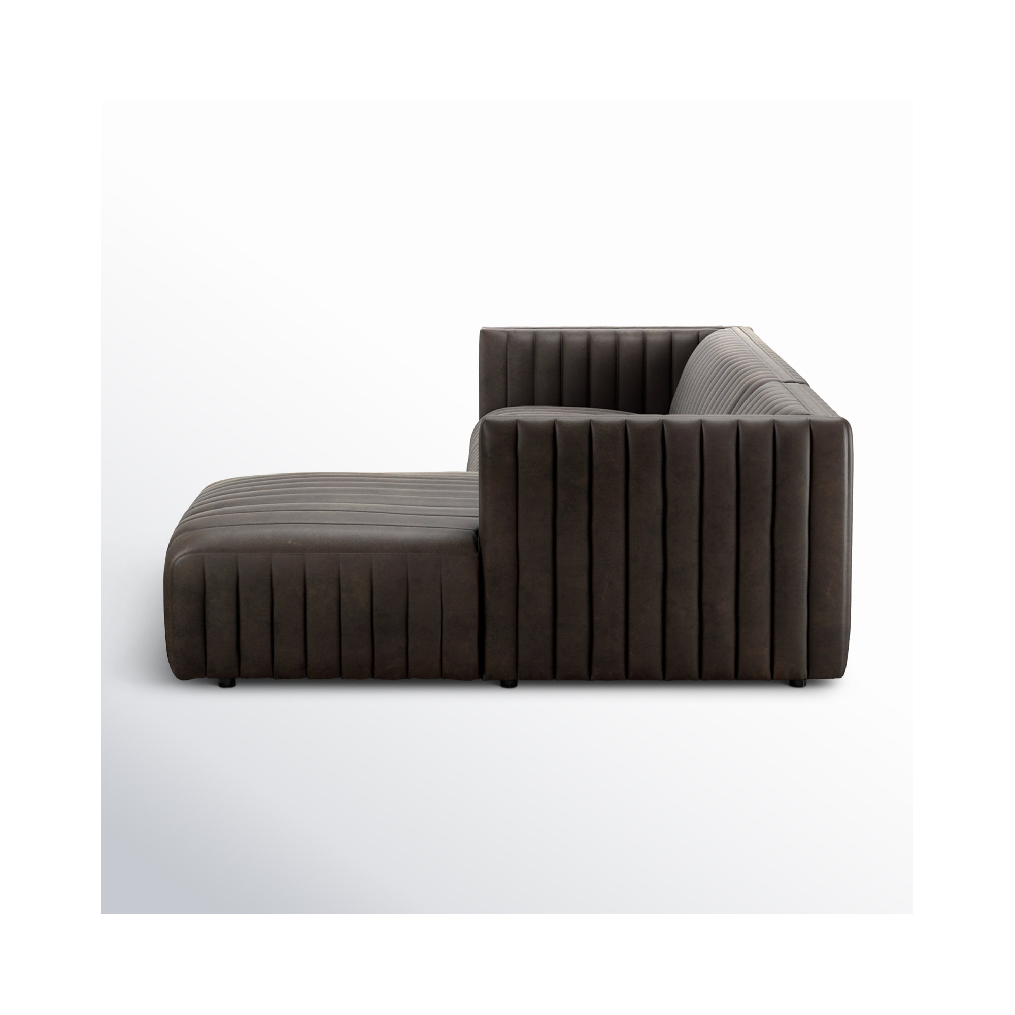 Brandt Upholstered Chaise L-Sectional, 26.5" H x 105" W x 64" D, Deacon Wolf Genuine Leather, Right Hand Facing