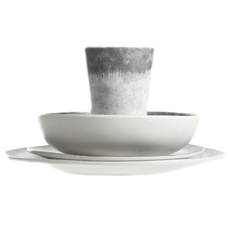 Gray Granite Melamine Dinnerware Set - Service for 4