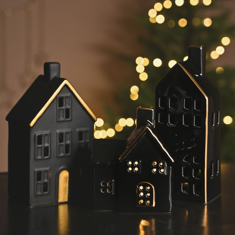 Set of 2 Light Up LED Houses Decoration Tall