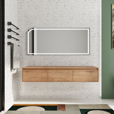 60''  Oak Wall Mounted Bathroom Cabinet
