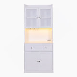 LED Coffee Bar Cabinet with Storage and Glass Holder