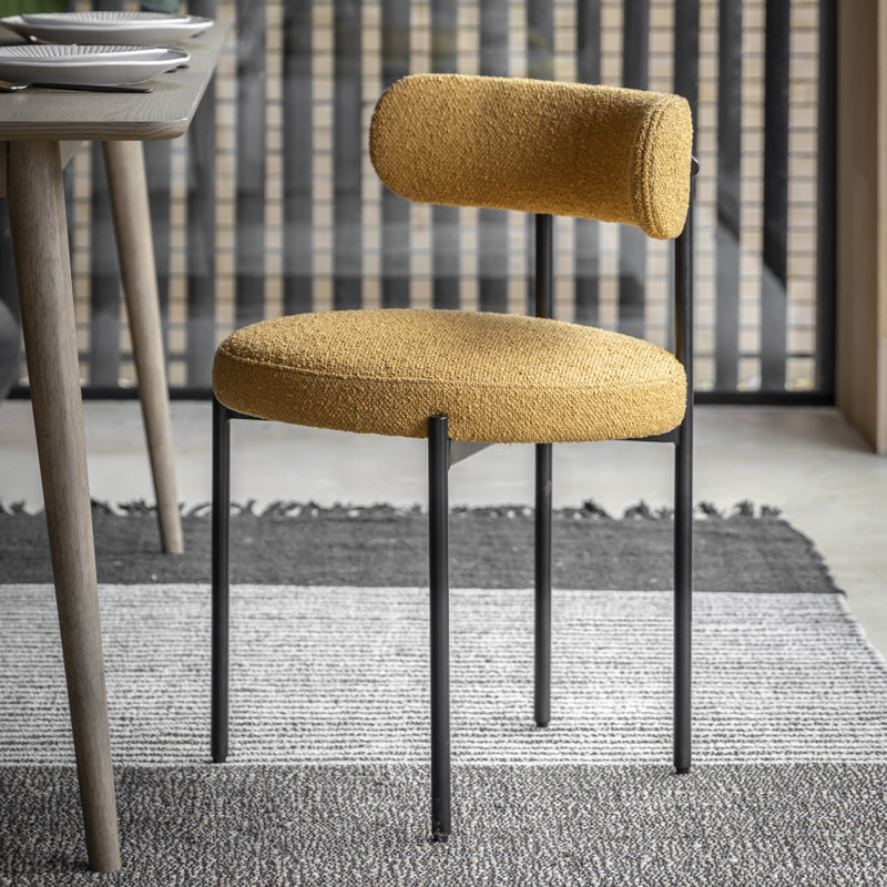 Antwanisha Boucle Upholstered Dining Chair, Yellow