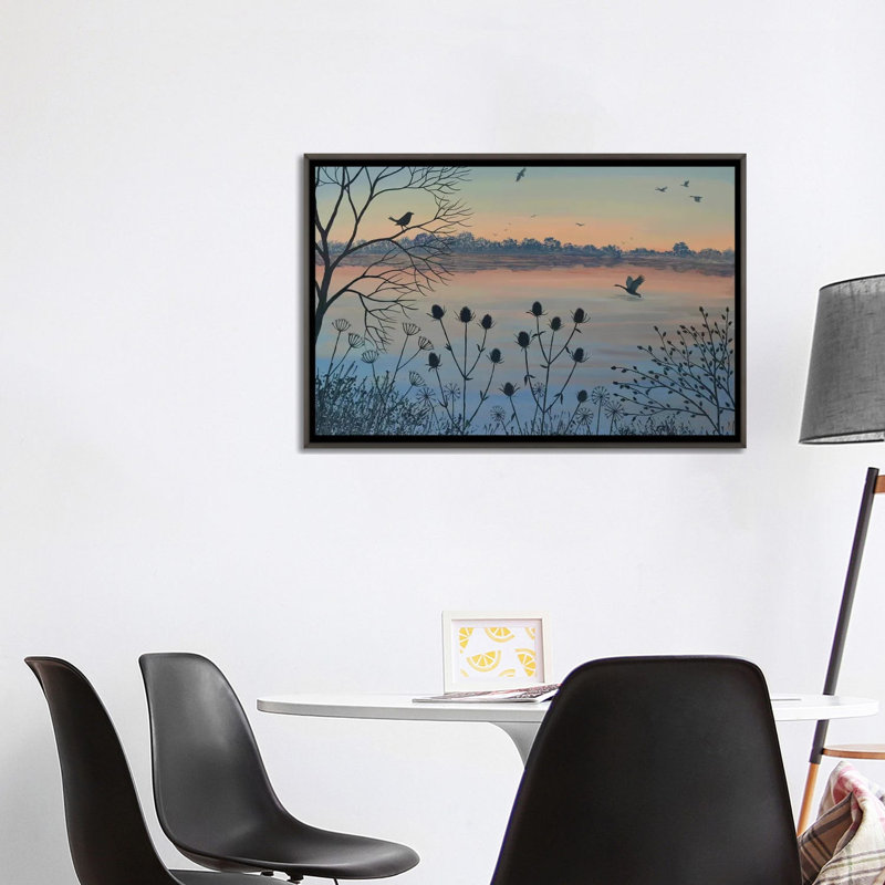 «By Dusky Lake» par Jo Grundy - reproduction d'art, Pas de tapis, H 26 po x l 40 po x 1,5 po