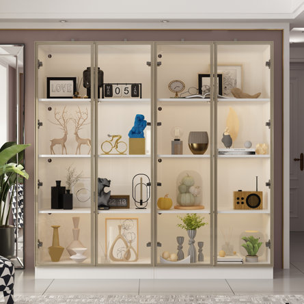 63" Wide 4 Glass Door Display Case With LED Light