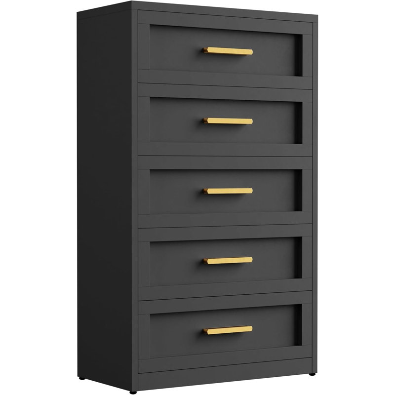 Black chest of five drawers, Black