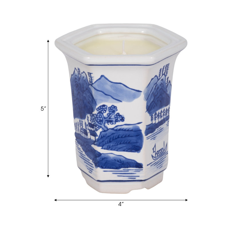 Bougie en céramique sauge et eucalyptus chinois - bleu (6 oz)