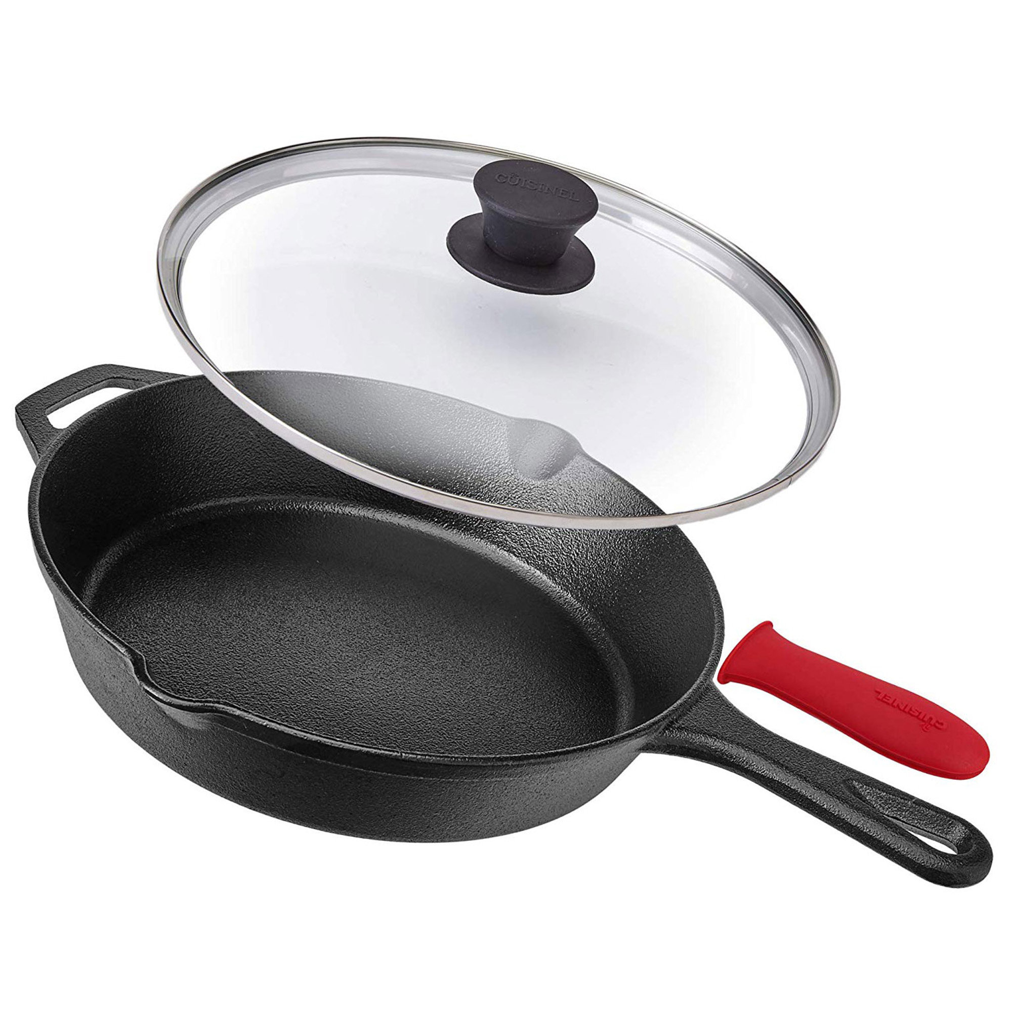 Lodge Cast Iron Pie Pan with Silicone Handles, 9.5, Black