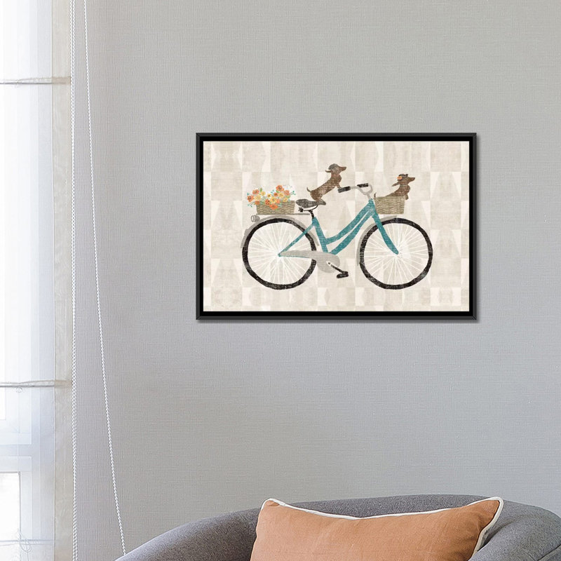 Doxie Ride I, impression sur toile tendue, H 18 po x l 26 po x P 1,5 po, Toile encadrée noire, Pas de tapis