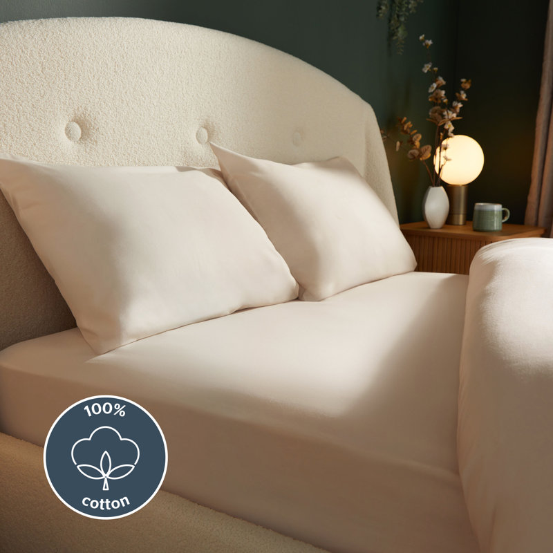 Silentnight Brushed Cotton Fitted Sheet, Natural, Double (4'6)