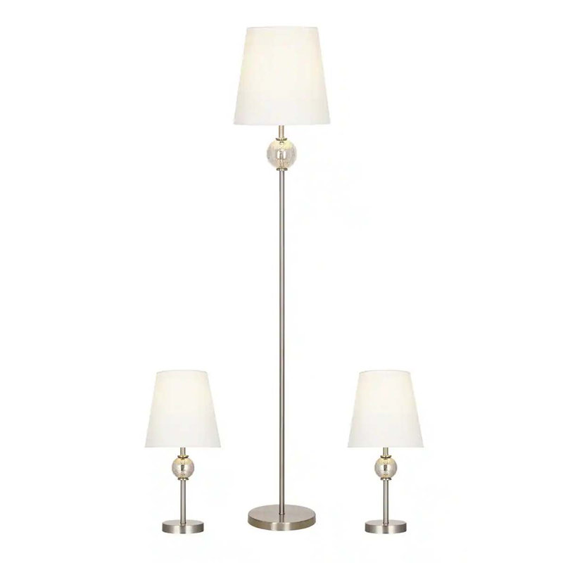 Gattuso 58'' Brushed Nickel Traditional Floor & Table Lamp Set