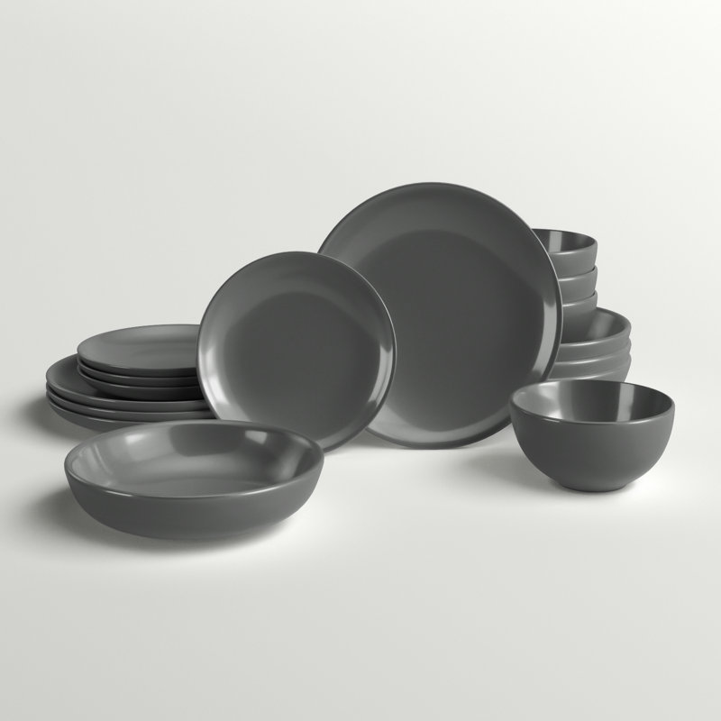 Keswick Stoneware Dinnerware Set - Service for 4, Gray