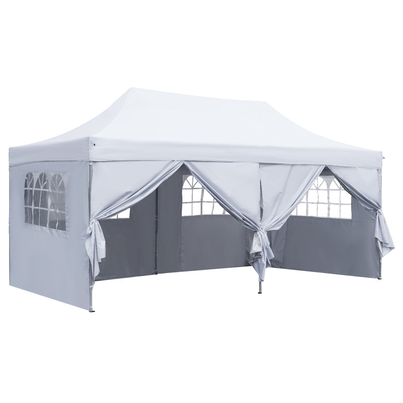 240'' W x 120'' D Steel Pop-Up Canopy, Red