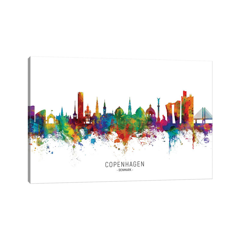 Copenhagen Denmark Skyline by Michael Tompsett - Wrapped Canvas Painting, 20.32 cm H x 30.48 cm W