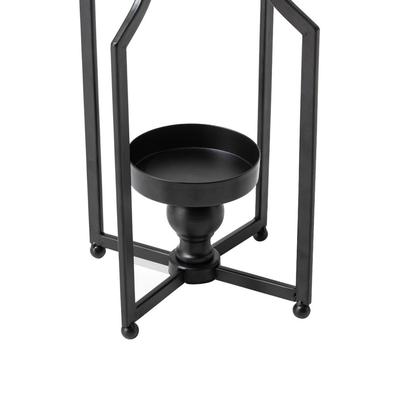 Porte-lanterne en fer, H 16,5 po x l 8 po x P 8 po, Noir, 1