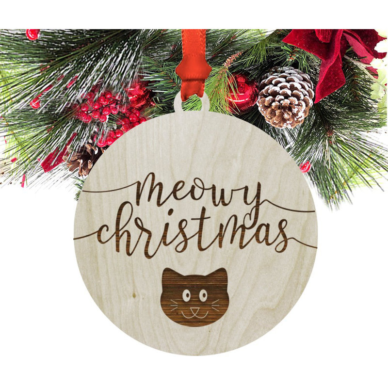 Bois 'meowy christmas' ornement
