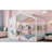 Twin Size Floor House Bed, Bed With Semi - Enclosed Play Area, Storage Shelf, Construction White For , Space, Pine Frame-597606850-597606852