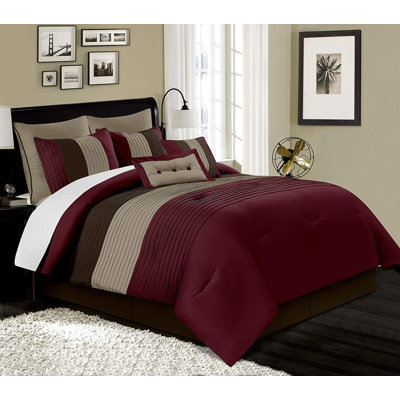 Loft 8-Piece Pleated Stripe Microfiber Comforter Set