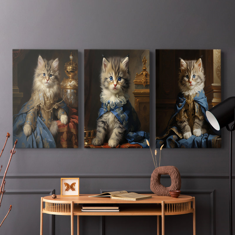 Série royale d'animaux Liv - ensemble de toiles tendues avec châssis Premium - prêt à être accroché