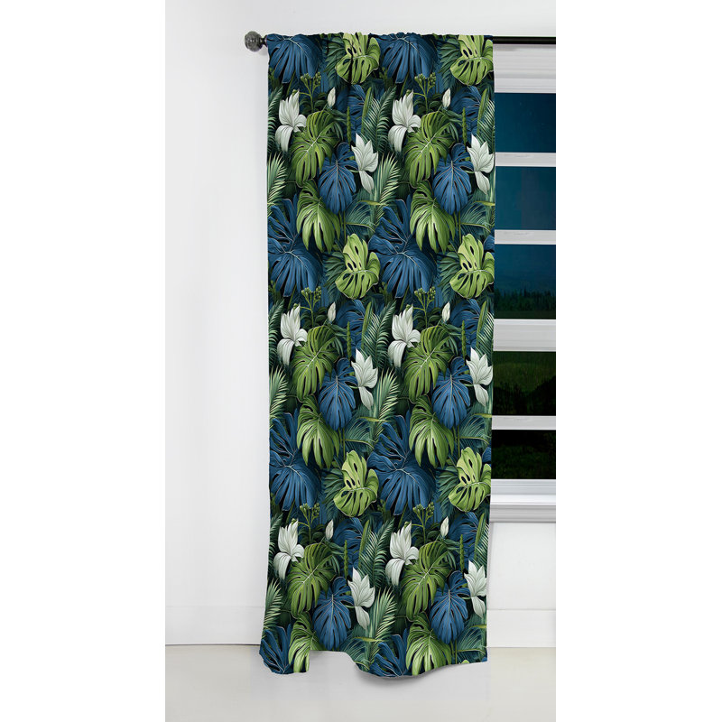 Motif tropical bleu azur et vert auvent II - Rideau occultant - 1 panneau, L 52 po x L 84 po