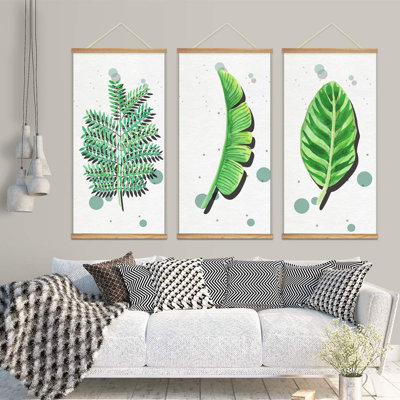 Minimal Botanical Floral Botanical Hanging Poster with Wood Frames Beautiful Green Plants Home Wall Poster Prints