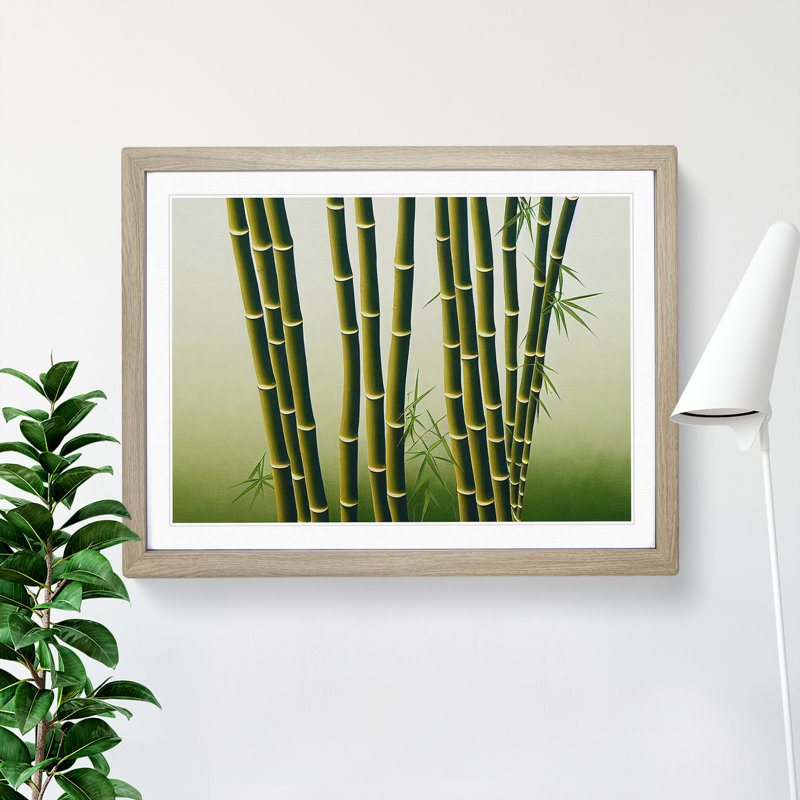 Bold Bamboo Forest - Single Picture Frame Print, 25cm H x 34cm W x 2cm D, Oak Framed