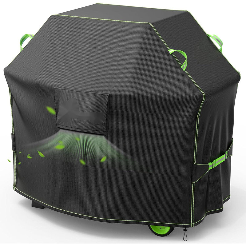 Gas Grill Cover 52 Inch, Waterproof, UV & Fade Resistant BBQ Grill Cover For Outdoor, Barbecue Cover With Reflective Strip And Air Vent For Weber, Dyna-Glo, Char-Broil, Nexgrill, Etc. Black