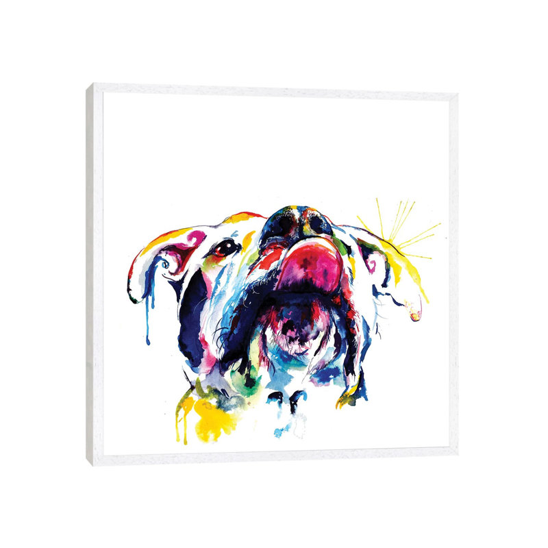 Smile by Weekday Best - Painting on Canvas, 45.72 cm H x 45.72 cm W, White Framed