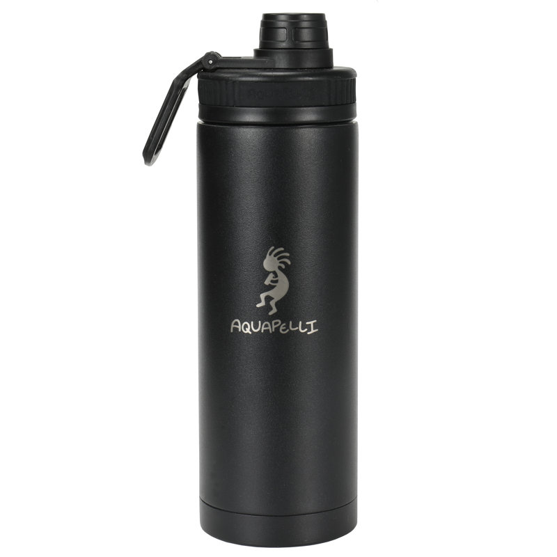 Bouteille d'eau en acier inoxydable 18 oz Aquapelli, Nuit noire