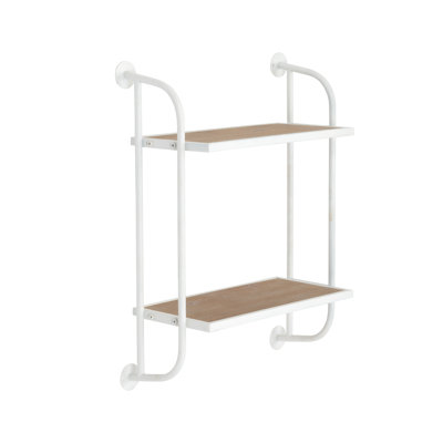 Emery Wood & Metal 2 Tier Wall Shelf