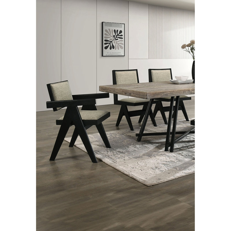 Fauteuil 2 pièces pour salle à manger, noir avec revêtement gris, style contemporain et 2, design, Noir