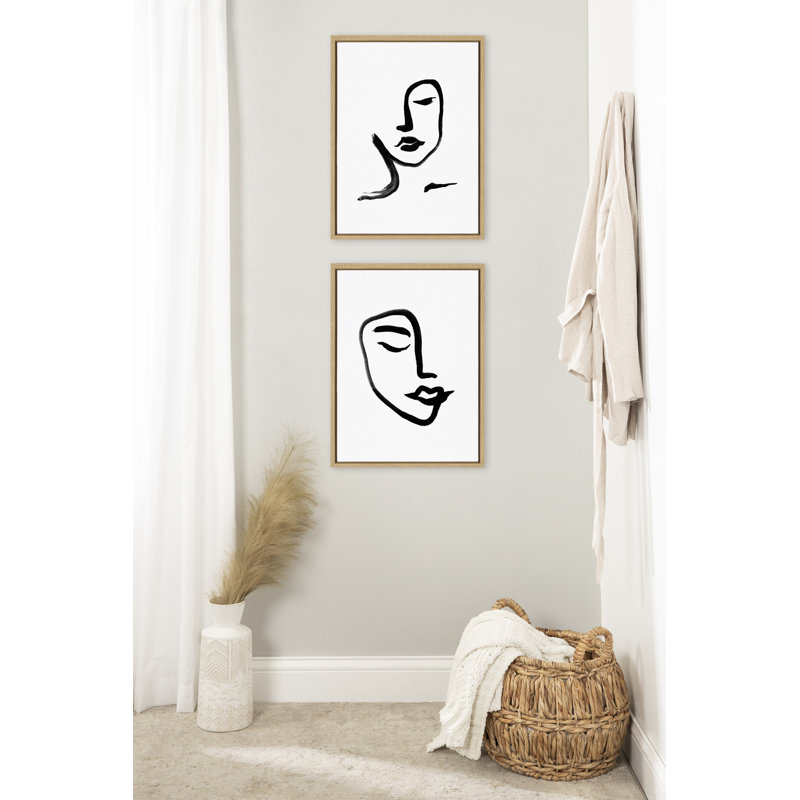 «Woman Face Art» par Viola Kreczmer, reproduction d'art sur toile encadrée, Naturel