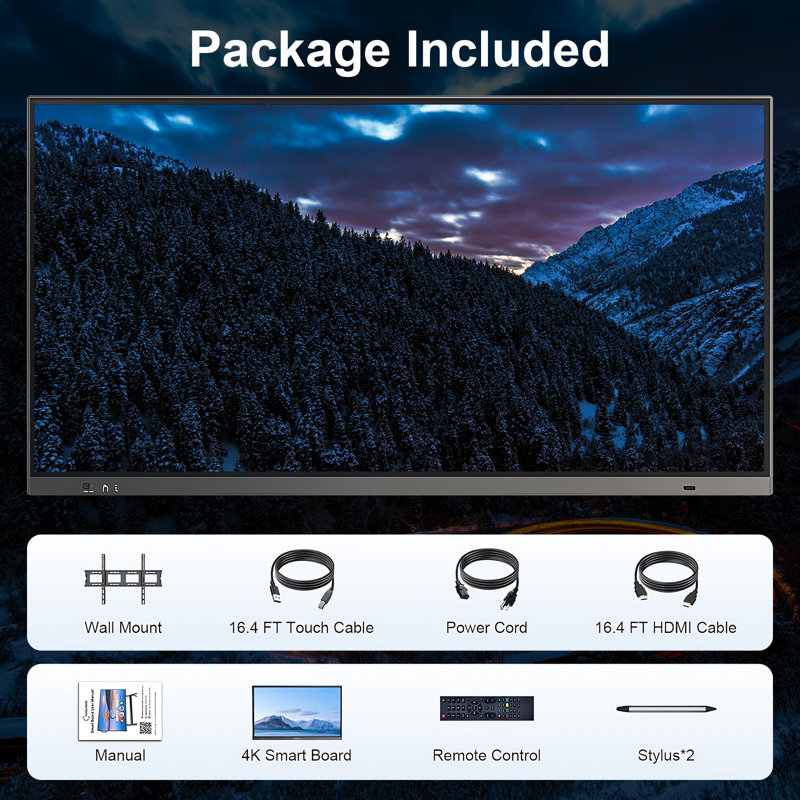 JYXCN Smart Board, tableau blanc numérique à double OS à écran tactile 4K UHD 49 "pour l'enseignement, les présentations et la publicité