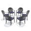 Chaise de patio en fonte d'aluminium 6 pièces avec cadre noir et coussins bleus (Identique à: W1710S00481), chaise