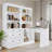 83.4"Tall Bookshelf &Writting Desk Suite,Modern Bookcase Suite with LED Lighting, Drawers,Study Desk and Open Shelves,2-Piece Set Storage Bookshelf for Living Room,Home Office,Study room,White