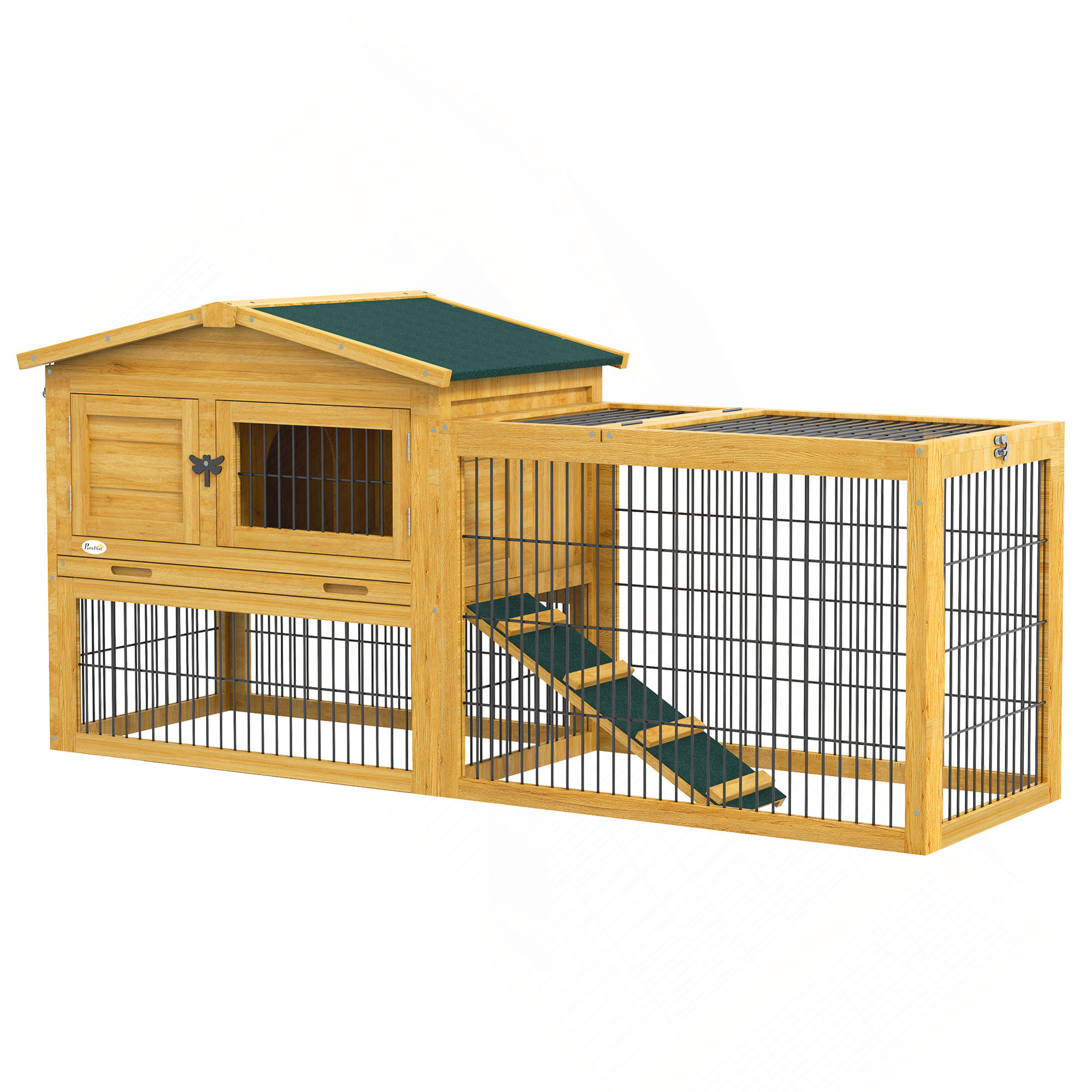 Walton 2 Levels Outdoor Rabbit Hutch With Openable To, 59