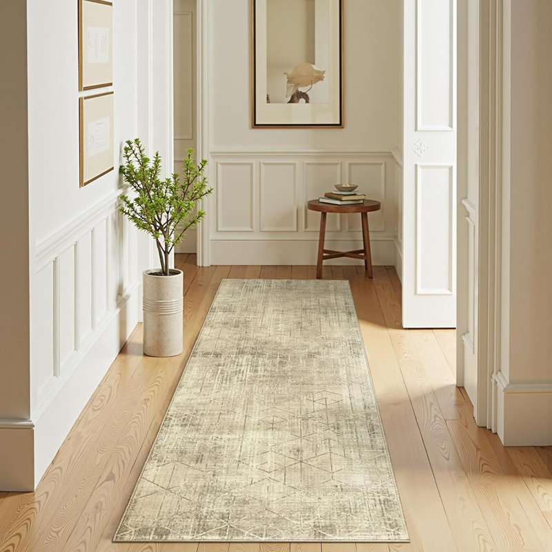 Low Velvet Lightweight Anti Slip Carpet, Beige