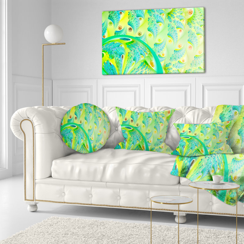 Motif de fleurs vibrantes vert fractal - coussin imprimé abstrait