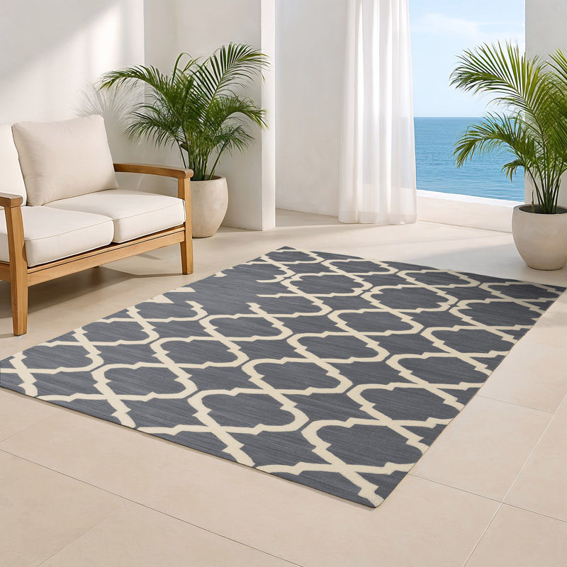 Tapis gris intérieur et extérieur Trellis, Rectangulaire 8 pi x 10 pi